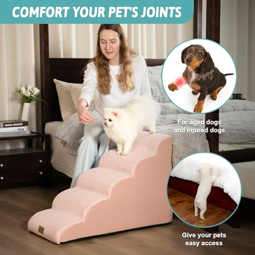Dog Stairs for Small Dog 22.6" H (Pink / Standard:15.7"x33"x22.6")