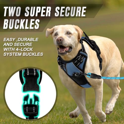Dog Harness No Pull for Large Dogs Front Back Clips (X-Large(Chest:30-38”) / Navy)