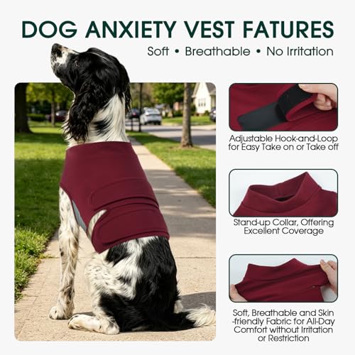 Dog Anxiety Vest for Dogs (Calm Burgundy / S (Chest 16.1-20"))