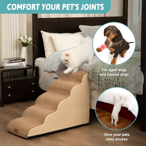 Dog Stairs for Small Dog 22.6" H (Light Brown / Standard:15.7"x33"x22.6")