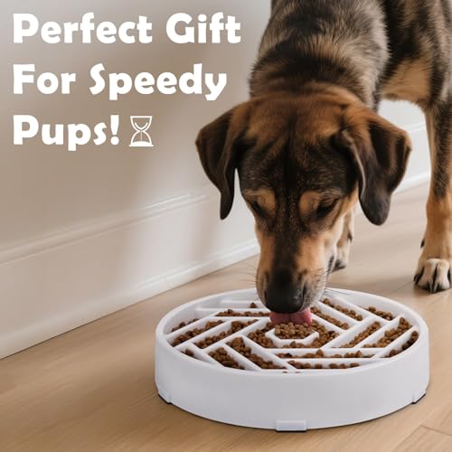 Slow Feeder Dog Bowls Large Medium Breed (White)