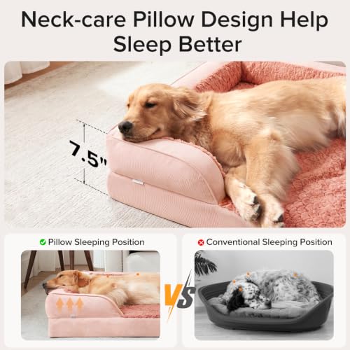 Jumbo Orthopedic Dog Bed for Extra Large Dogs (XL-PLUS (45"x 32"x 7.5") / Pink)