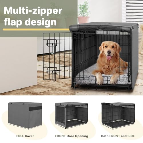 Dog Crate Cover (Grey (with left window) / 48 Inch)