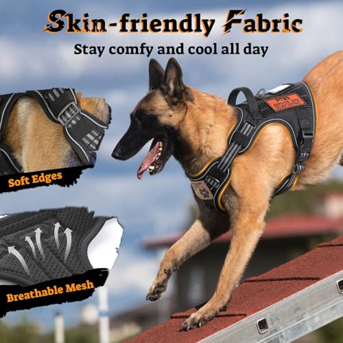 Tactical Dog Harness for Large Dogs (Xl(chest:23.6"-41.8",neck:21.7"-32.3",back:9.1") / Black)