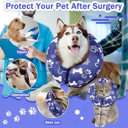 Recovery Donut Collar for Dogs & Cat (Darkblue / S（neck 4"-7"）)