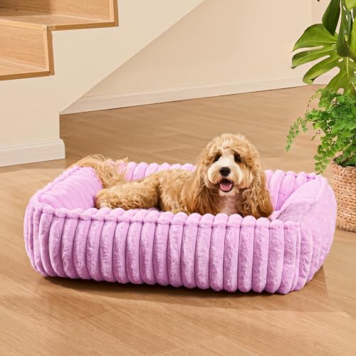 Orthopedic Large Dog Bed Calming Pet Sofa Bed 36''x28'' Lilac (Lilac / 36"L x 28"W x 7"Th)
