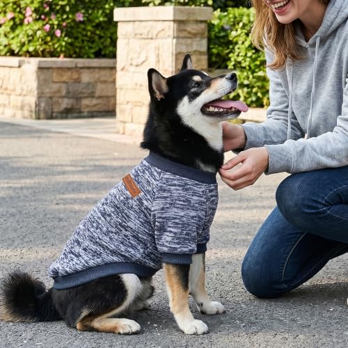 1 Pack Dog Sweater for Small Dogs Girl Boy Winter Fleece Clothes Warm Soft Dog Sweatshirt Outfit for Dogs Cats Pet Apparel (Navy Blue / XXS (Back: 7.8", Chest: 11.8", 2.2-3.5 lbs))