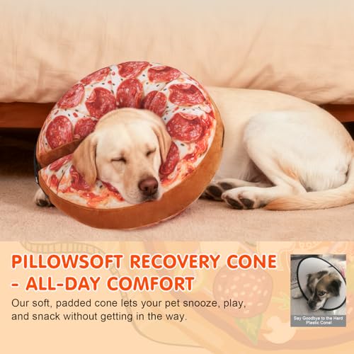 Dog Cone Collar Alternative After Surgery (Pizza / XL(Neck:18"-21"))