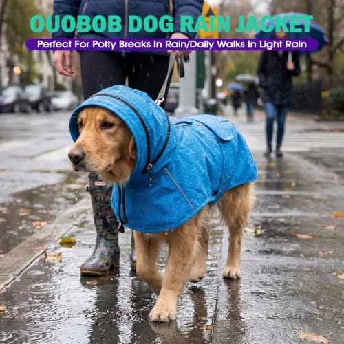 Dog Raincoat Waterproof Dog Rain Jacket with Hood Blue 2XL (Blue / XX-Large)
