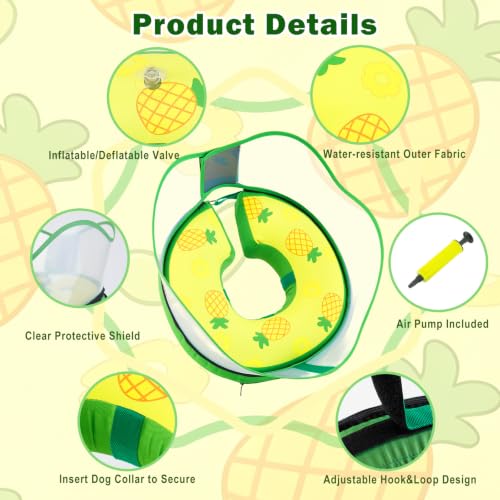 Inflatable Dog Donut Collar (Yellow Pineapple / S (Neck 7"-9.5"))