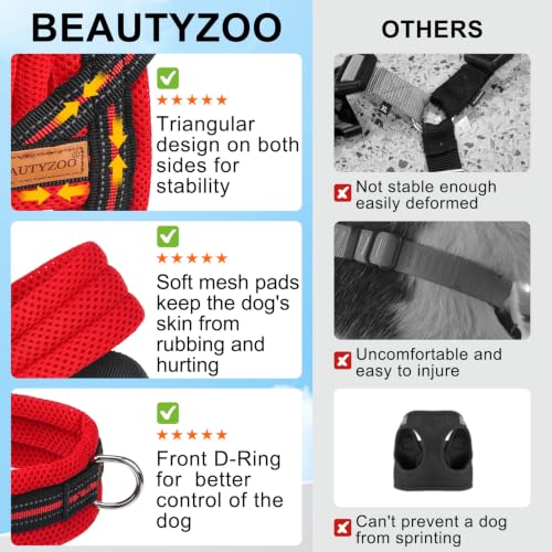 Small Dog Harness and Leash Set (Red & Black / S: Chest 17.5"-22")