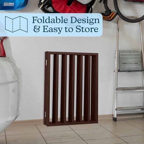 Pet Gate - 4-Panel Indoor Foldable Dog Fence for Stairs, Hallways, or Doorways - 73x24-Inch Freestanding Dog Gates by PETMAKER (Brown) (Brown / 4 Panel)