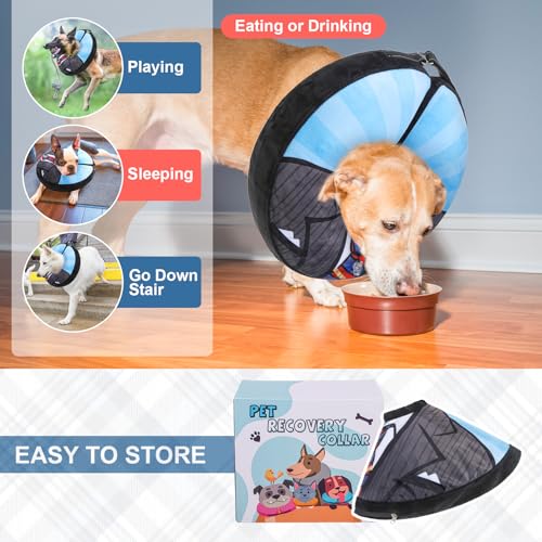 Dog Cone Collar Alternative After Surgery (Black Suit / M(Neck:13"-16"))