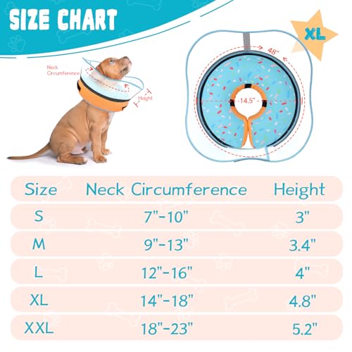 Elevated Inflatable Dog Cone Collar Alternative After Surgery (Donut Blue / XL(Neck 14"-18"))