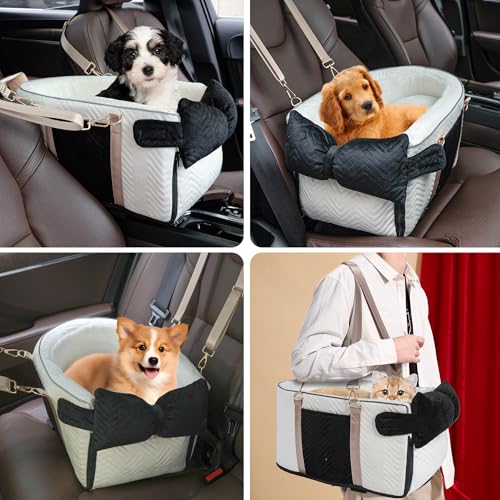 Dog Car Seat for Small Dogs Adjustable Portable Center Console Dog Car Seat Removable Cat Booster Cars Seats