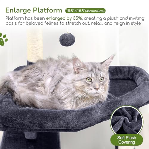 65in Sturdy Cat Tree Tower for Indoor Large Cats (65inch / Dark Grey)