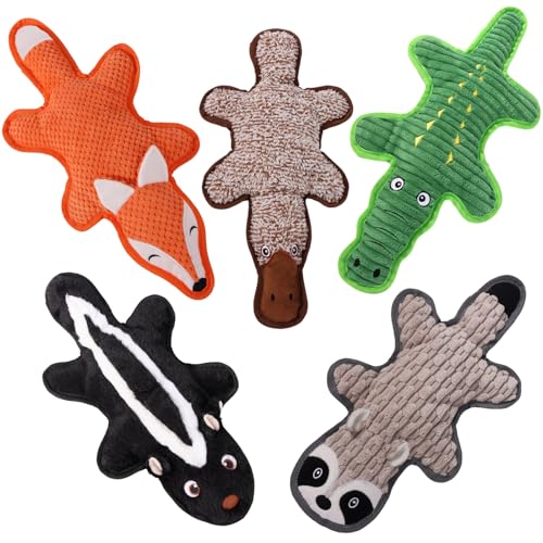 5 Pack No Stuffing Squeaky Dog Toys for Large Dogs (Multicolor)