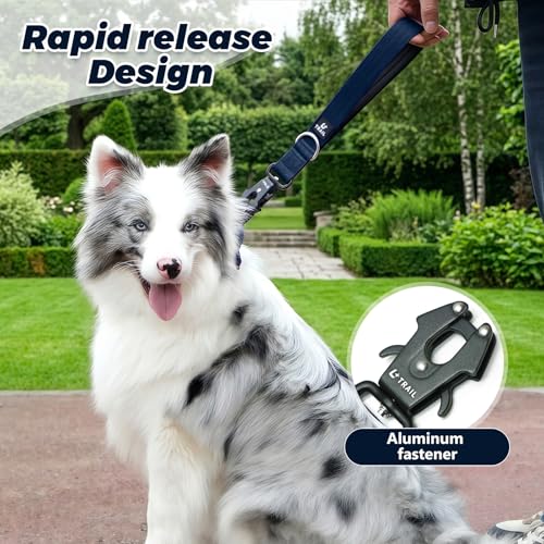 14 Inch Traffic Dog Leash with Padded Handle (Navy Blue)