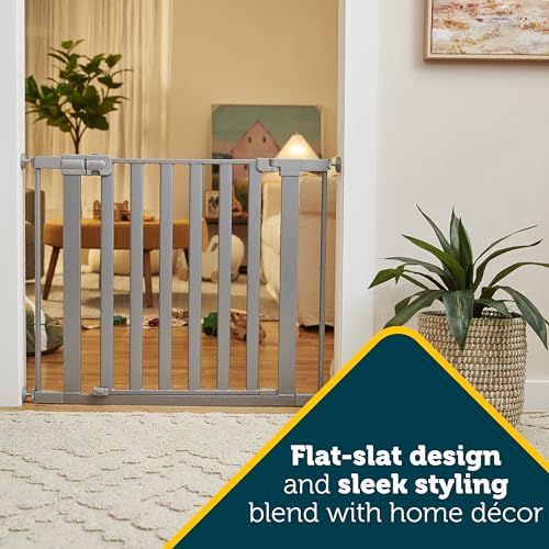 Walk Through Baby Gate with Door (1-Pack / 29" to 38" Wide x 28" Tall / Silver)