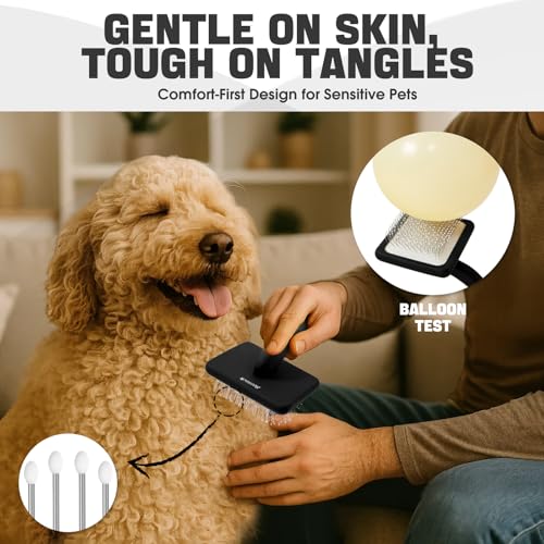 Dog Slicker Brush for Dogs Grooming Kit 5PCS Long Haired Doodles (Black)