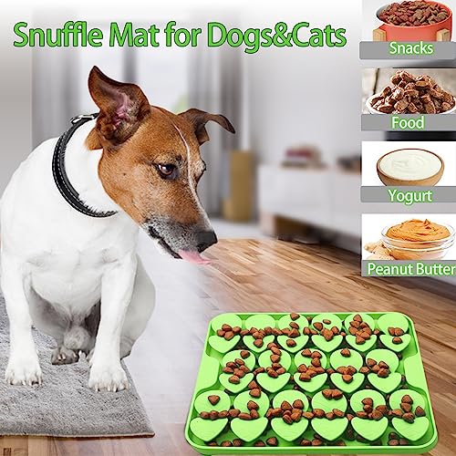 Small Silicone Snuffle Mat for Small Dog Puppy Cat Slow Down Eating (Green-S (8.1x7.5in))