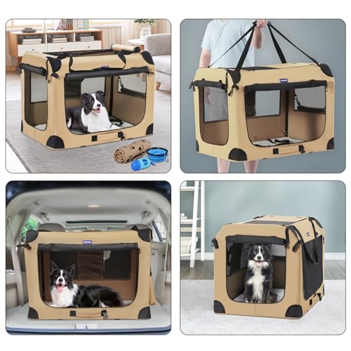 Portable Dog Crates for Medium Dogs (Beige / 32.0"L x 23.0"W x 23.0"H)