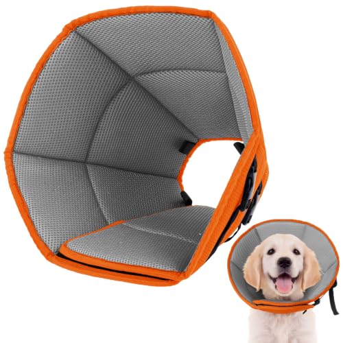 Soft Dog Recovery Cone Adjustable Stop Licking Wounds Orange M (Orange / M(Neck Girth:11.02"-14.17"))
