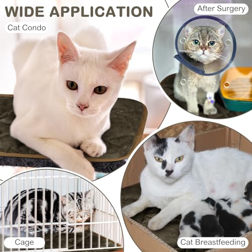 2 Pack Self Heating Cat Mat Self Warming Pet Pads Washable Kennel Mat Dog Crate Pad Reflects Body Heat Non Skid Cat Thermal Pads for Puppy Indoor Outdoor (16 x 20 inches / Brown)