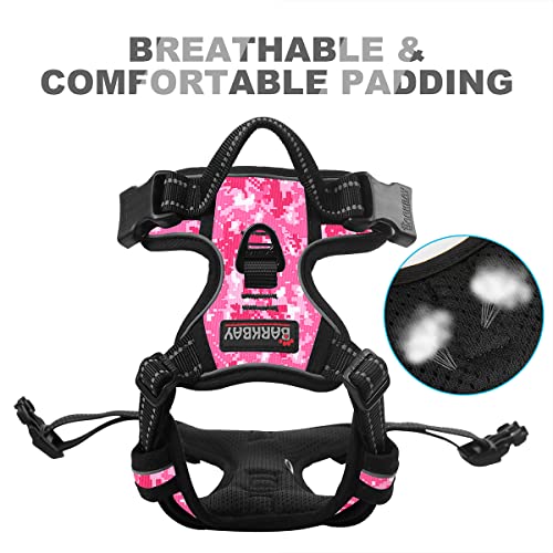 Dog Harness No Pull for Large Dogs Front Back Clips (Large(Chest:24.5-32.5") / Pink Camo)