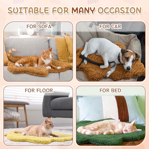3 Pack Self Warming Pet Bed Leaf Shape Self Heating Cat Dog Mat Washable Thermal Sleeping Pad for Indoor Outdoor Hedgehog (Mixed Colors / Medium-18"x24")