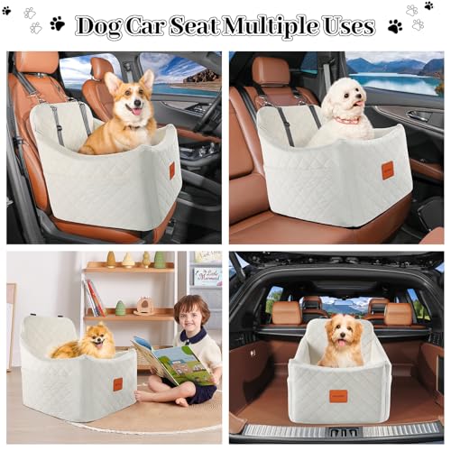 Dog Car Seat for Dogs up to 35lbs (Beige / Medium)
