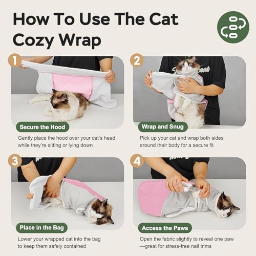Cat Wrap for Cutting Nails (L(15-28lbs) / Pink)