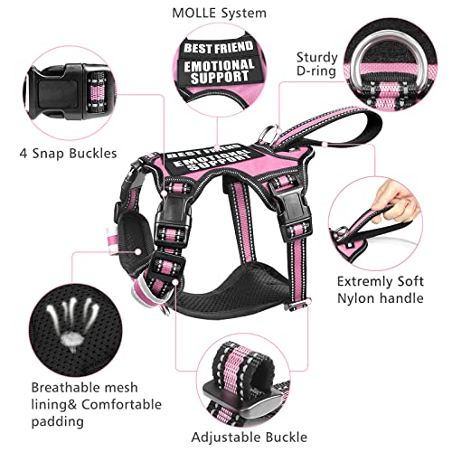 Large Pink Service Dog Harness with 7 Patches (Large / Pink)