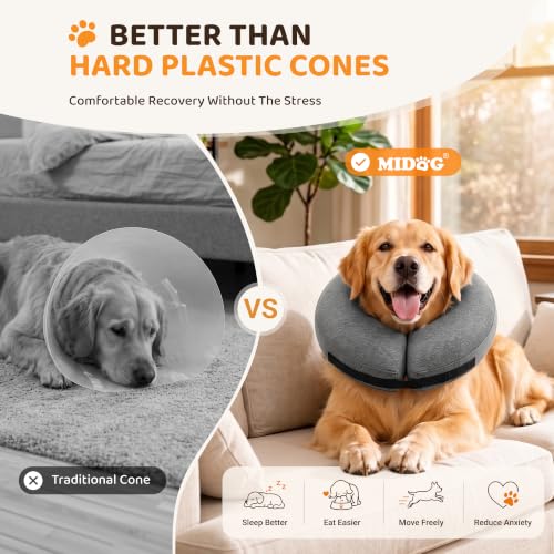 Inflatable Dog Cone After Surgery (Grey / L(15"-20"))