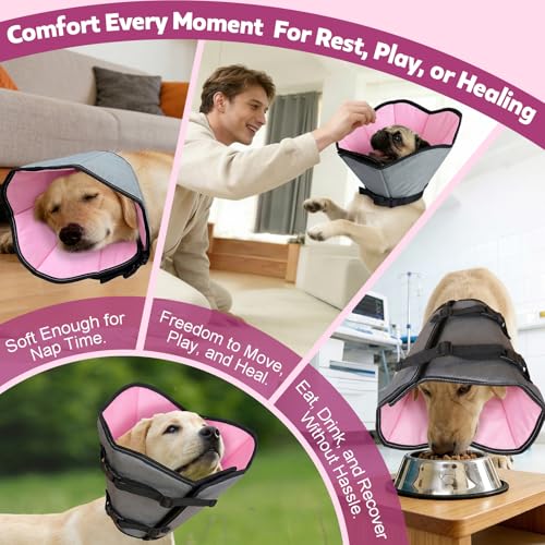 Soft Dog Cone Collar After Surgery (Pink / XL(Neck:13.8"-18.6"/Depth:10.8"))
