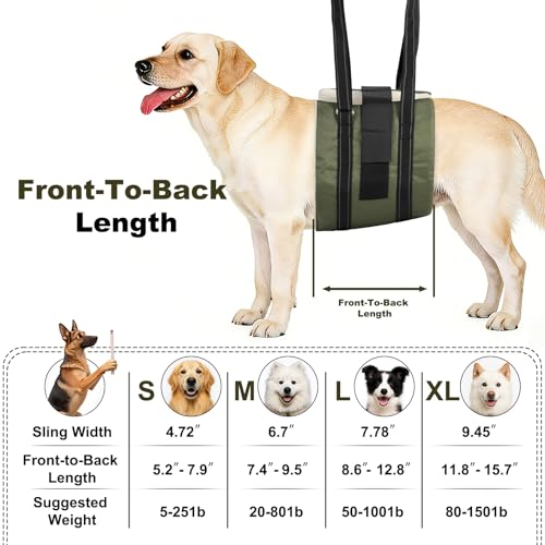 Dog Sling Adjustable Dog Lift Harness (F001-Army Green / XL)