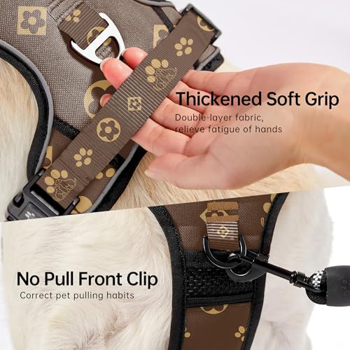 Reflective Dog Harness for Large Dogs (Dark Brown / X-Large)