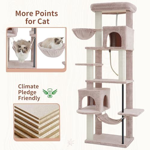 Cat Tree Cat Tower with Sturdy Steel Tube (70.5 inches / Muchroom)