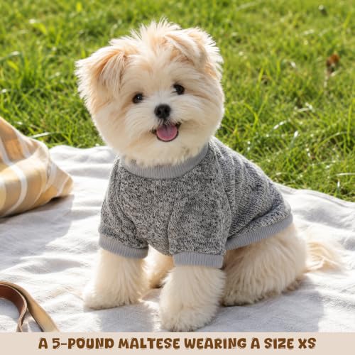 4 Pack Dog Sweaters for Small Dogs Girl Boy Winter Fleece Clothes Warm Soft Dog Sweatshirt Outfit for Dogs Cats Pet Apparel (Grey+Bright Blue+Navy Blue+Khaki / Small)