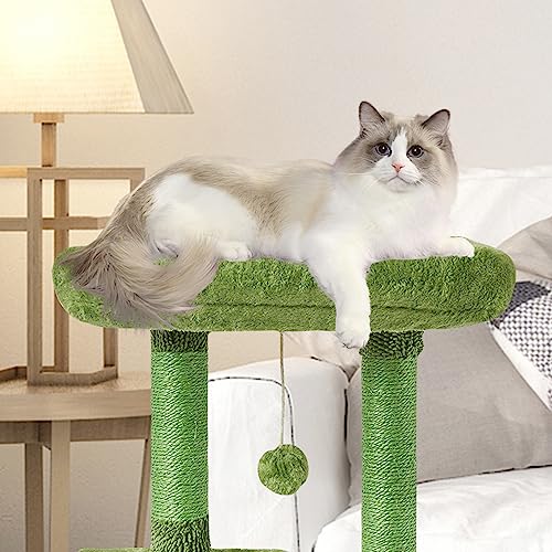 Cute Cat Tree Kitten Cat Tower Condo Cat Furniture Sisal Scratching Posts (Green)