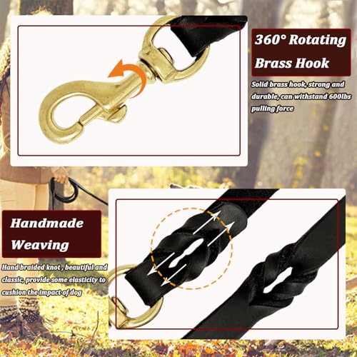 Leather Dog Leash 5ft x 3 (5 ft x 3/4 inch / Black)
