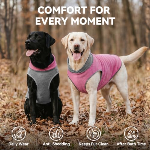 2 Pack Fleece Dog Sweater Pullover Lightweight Reflective Jacket (XXX-Large / Grey & Pink)
