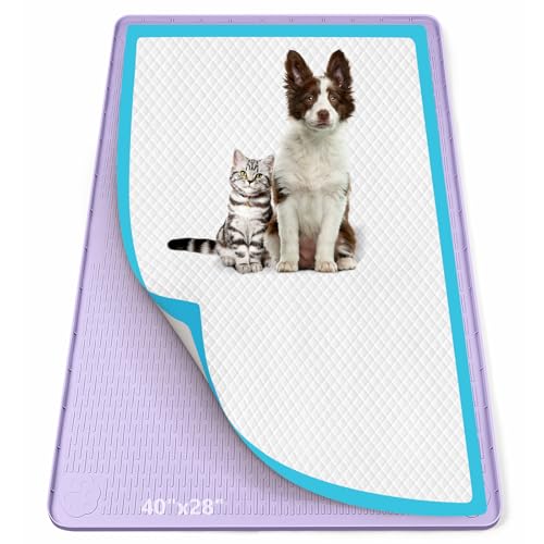 Pee Pad Holder for Dogs 40''x28'' Silicone Puppy Pee Pad Tray (Purple)