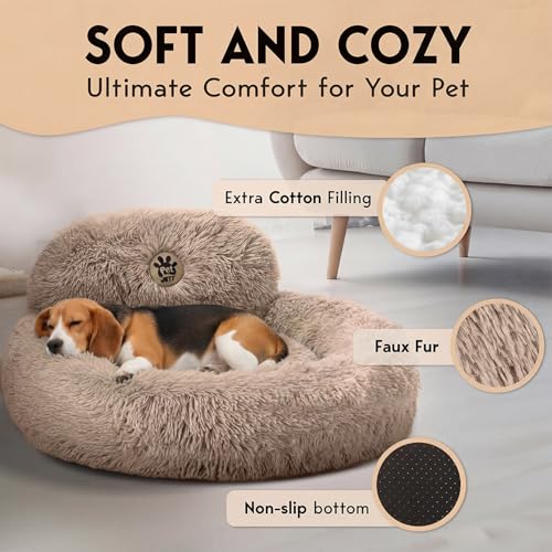 PetJett Calming Medium Dog Bed (Beige / Medium - 30”L x 30”W x 8”Th)