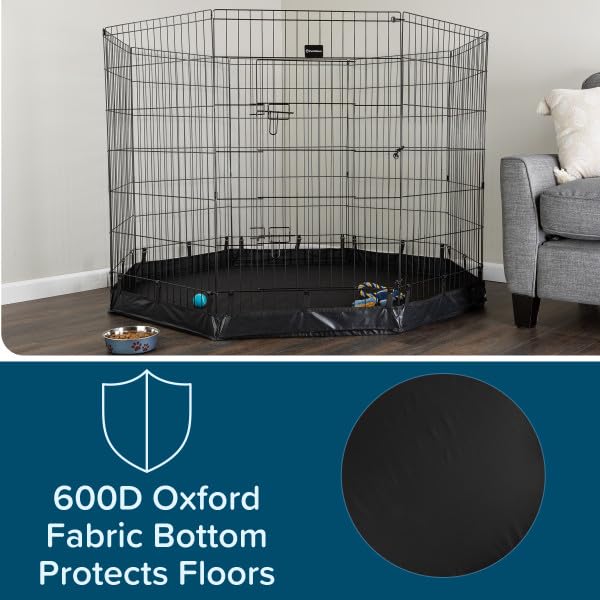 Dog Playpen Foldable Metal Exercise Puppy Play Pen with Eight 24x42in Extra (24" x 42")