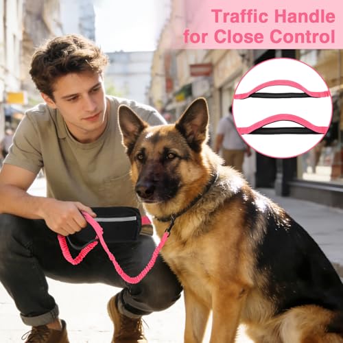 Hands Free Dog Leash with Zipper Pouch (Pink)