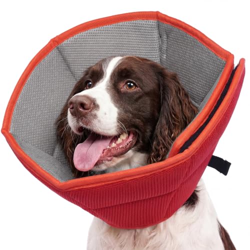 Dog Cone for Large Dogs After Surgery (Red / L(Neck Girth:13.39"-17.32"))