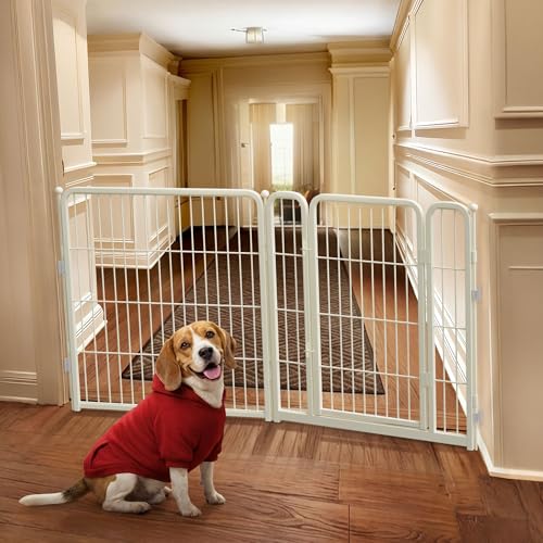 Dog Gate Extra Wide Adjustable for Openings Up to 55" (White / Up to 55" W【1 Panel + 1 Door】 / 32"H)