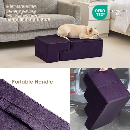 Dog Stairs for Bed 18" H (Purple / Standard 15" x 24" x 18")