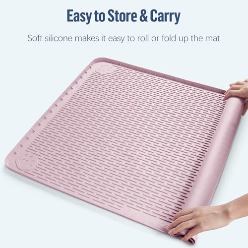 Pee Pad Holder for Dogs 34''x22'' Silicone Puppy Pee Pad Tray (Pink)